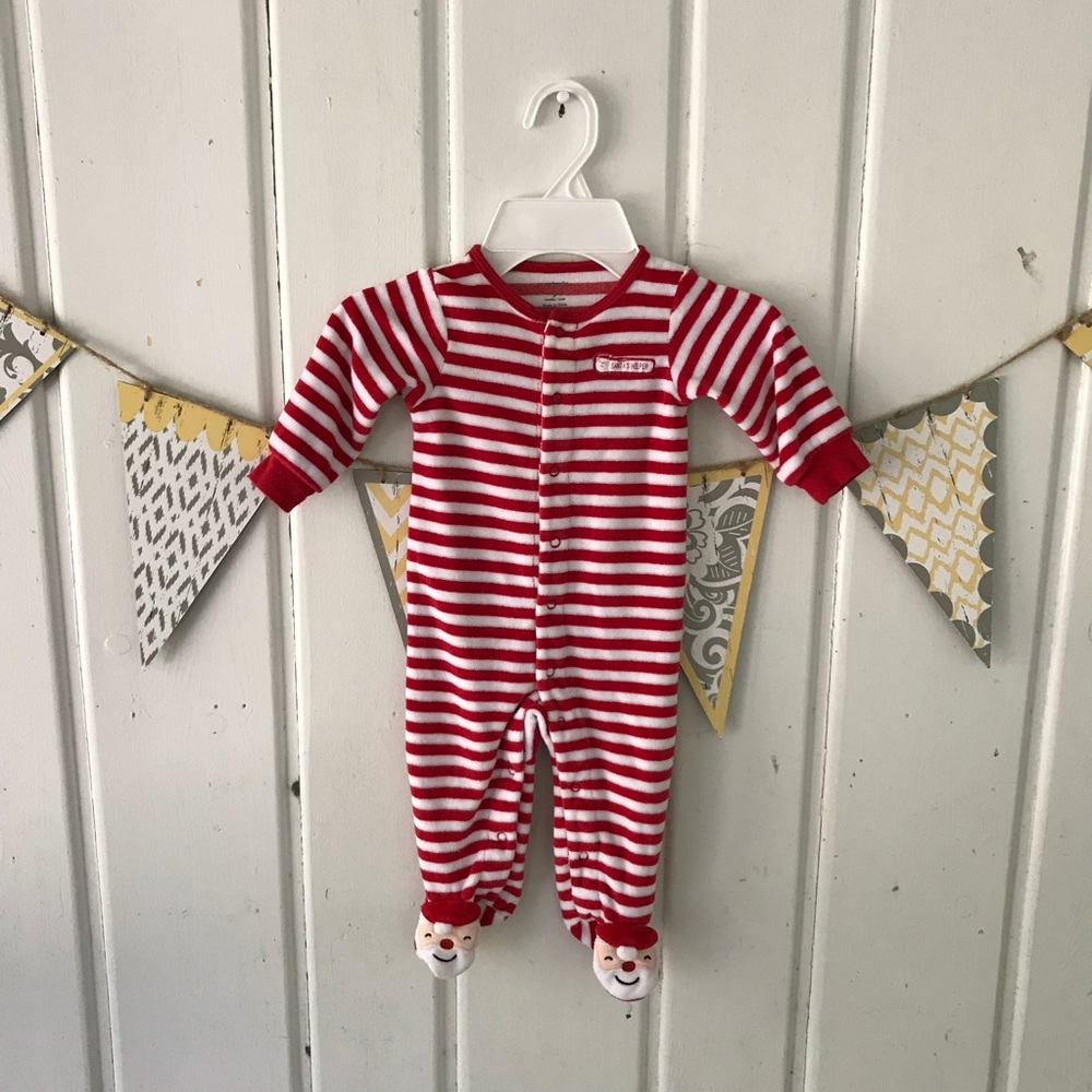 Santa’s Helper Red & White Stripe Velour Sleeper